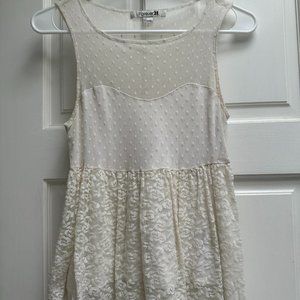 White Lacey Peplum Top